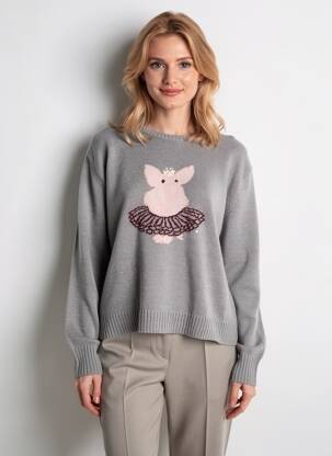 Pull coupe droite manches longues gris DIXIE femme