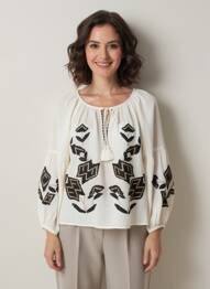 Blouse imprimé fantaisie manches longues beige SUMMUM femme