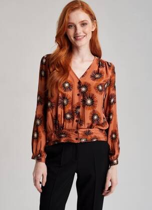 Chemisier coupe cintrée manches longues orange LA PETITE FRANCAISE femme