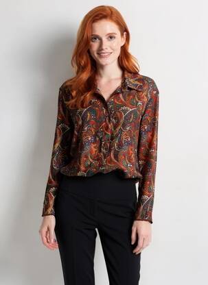 Chemisier imprimé fantaisie manches longues marron BELAIR femme
