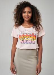 T-shirt sérigraphie floquée manches courtes rose NINE TEES femme