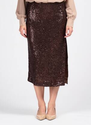 Jupe mi-longue coupe droite marron DIXIE femme