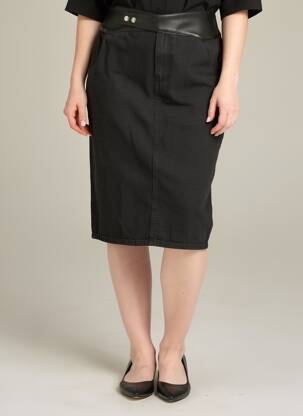 Jupe mi-longue coupe droite noir DIXIE femme