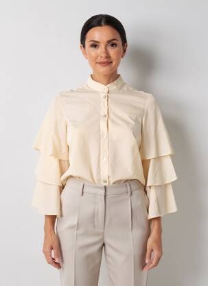 Chemisier col mao manches 3/4 beige SUMMUM femme