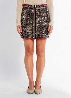 Jupe courte taille élastique marron TRICOT CHIC femme