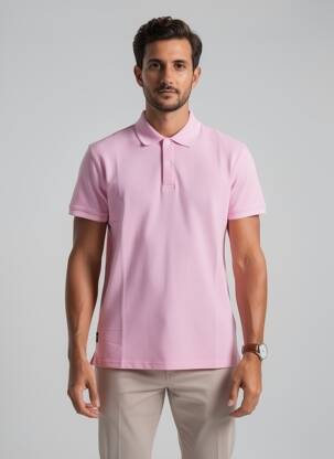Polo coupe droite manches courtes rose DAYTONA homme
