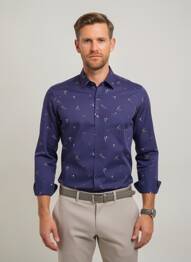 Chemise manches longues poches bleu EMYLE homme