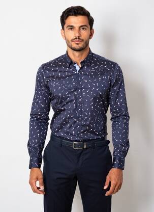 Chemise manches longues imprimé fantaisie bleu EMYLE homme