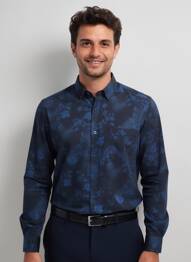 Chemise manches longues poches bleu EMYLE homme
