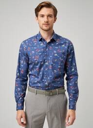 Chemise manches longues imprimé fantaisie bleu EMYLE homme