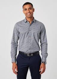 Chemise manches longues imprimé fantaisie gris EMYLE homme