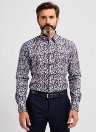 Chemise manches longues imprimé fleurs noir EMYLE homme