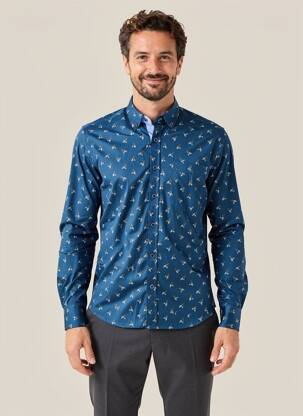 Chemise manches longues poches bleu EMYLE homme