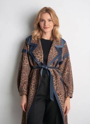 Manteau long coupe cintrée sans capuche marron MAT. femme