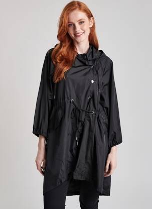 Coupe-vent manches longues a capuche noir AÏKHA femme