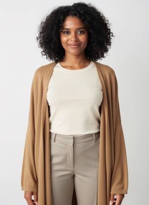 Gilet manches longues stretch marron APRIL VINTAGE femme