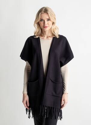 Gilet manches courtes maille fine noir ESQUALO femme