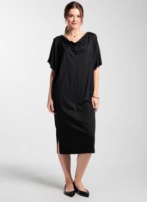 Robe mi-longue manches courtes manches courtes noir MASAI femme