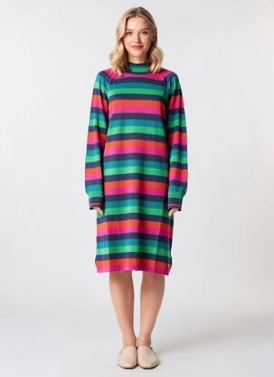 Robe pull coupe droite manches longues rose BLUTSGESCHWISTER femme