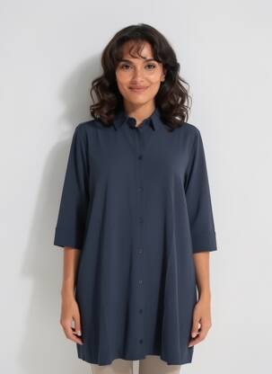Robe mi-longue manches longues manches longues bleu MASAI femme