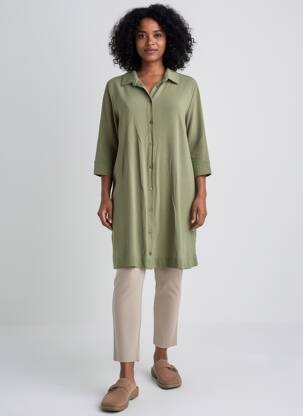 Robe mi-longue manches longues manches longues vert MASAI femme