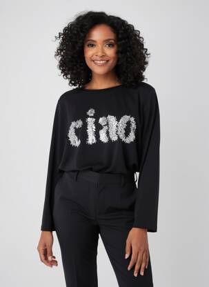 Top tissage jersey manches longues noir SOPHIA femme