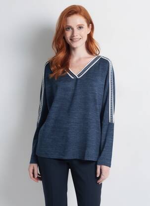 Top stretch manches longues bleu AN II VITO femme
