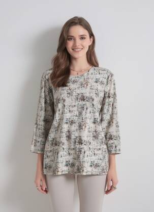 Top tissage jersey manches longues blanc OLIVER JUNG femme