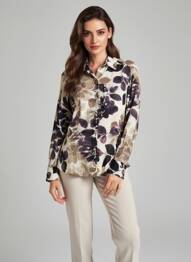 Chemisier tissage crêpe manches longues beige AN II VITO femme