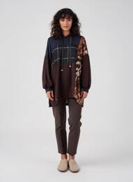 Sweat-shirt à capuche stretch manches longues marron MAT. femme