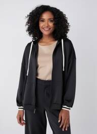 Veste casual col rond noir MAT. femme