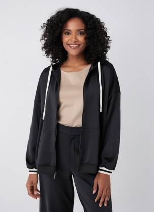 Veste casual col rond noir MAT. femme