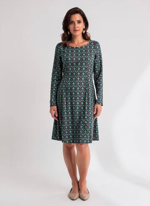 Robe mi-longue imprimé fantaisie manches longues noir BLUTSGESCHWISTER femme