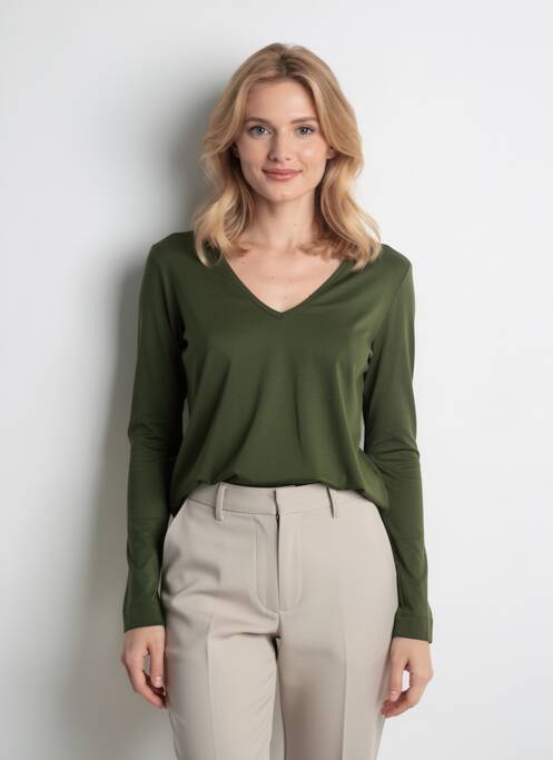 Top tissage jersey manches longues vert ZILCH femme