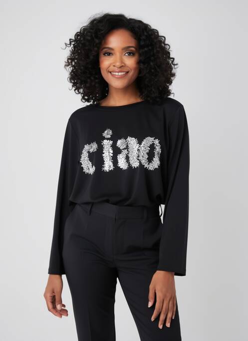 Top tissage jersey manches longues noir SOPHIA femme