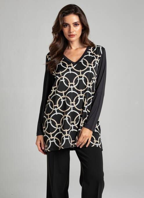Tunique manches longues imprimé fantaisie noir SOPHIA femme