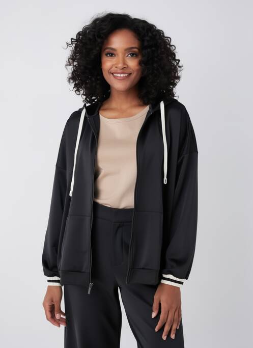 Veste casual col rond noir MAT. femme