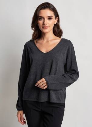 Pull tissage chiné manches longues gris MES SOEURS ET MOI femme