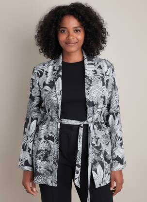 Veste kimono manches longues noir YESTA femme