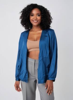 Veste chic col v bleu MÊME ROAD femme