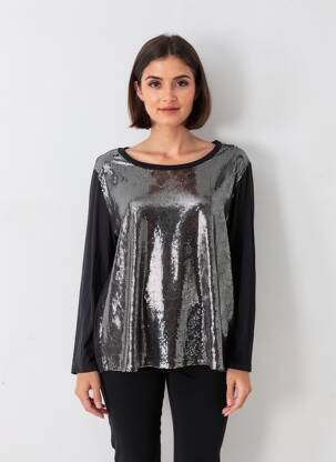 Top manches longues manches longues noir SOPHIA femme