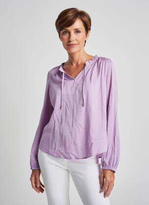 Blouse tissage popeline manches longues violet YEST femme
