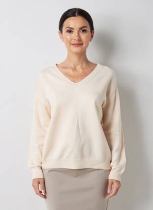 Pull col v manches longues beige ZILCH femme