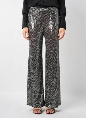Pantalon flare taille élastique argent MAT. femme