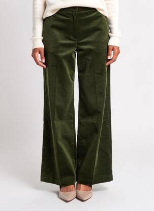 Pantalon flare fermeture zippée sous rabat boutonné vert CLOUD9 femme