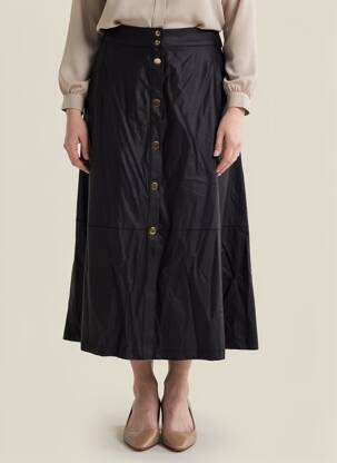 Jupe longue coupe évasée noir MAT. femme