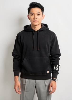 Sweat-shirt à capuche sérigraphie floquée manches longues noir IRON AND RESIN homme