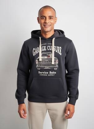 Sweat-shirt à capuche tissage jersey manches longues noir DAYTONA homme
