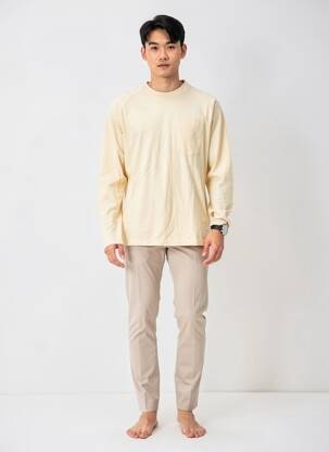 T-shirt coupe droite manches longues beige IRON AND RESIN homme