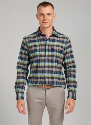 Chemise manches longues poches bleu IRON AND RESIN homme